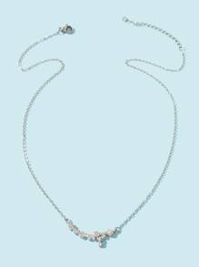 Collar con diseño de diamante de imitación - Plateado - Ver 2