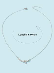 Collar con diseño de diamante de imitación - Plateado - Ver 4