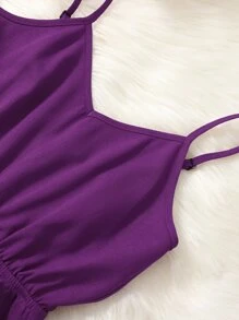 SHEIN Tween Girl Button Front Crop Shirt & Cami Jumpsuit - Purple - View 3