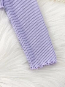 Toddler Girls Butterfly Patched Cold Shoulder Tee - Mauve Purple - View 3