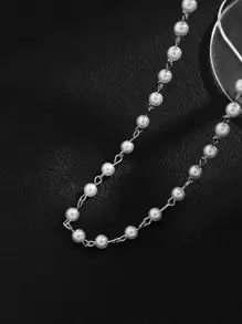 Fashionable And Popular Men Faux Pearl Decor Necklace For Jewelry Gift And For A Stylish Look - Multicolor - View 4