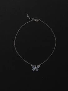 時尚流行男士蝴蝶吊飾項鍊合金，適合珠寶禮物和時尚外觀 - 銀色 - 查看 4