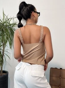 DAZY Solid Ruched Cami Top - Khaki - View 7