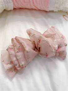 Flower Print Bow Decor Hair Clip - Multicolor - View 3