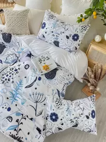 Flower Pattern Duvet Cover Set Without Filler - Multicolor - View 7