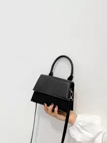 Lightweight,Business Casual Mini Minimalist Flap Square Bag For Teen Girls Women College Students,Rookies & White-collar Workers Perfect for Office,College,Work ,Business,Commute,Outdoors, Travel, Outings - Black - View 1