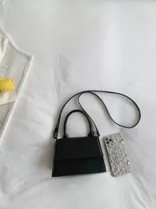 Lightweight,Business Casual Mini Minimalist Flap Square Bag For Teen Girls Women College Students,Rookies & White-collar Workers Perfect for Office,College,Work ,Business,Commute,Outdoors, Travel, Outings - Black - View 3