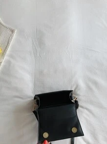 Lightweight,Business Casual Mini Minimalist Flap Square Bag For Teen Girls Women College Students,Rookies & White-collar Workers Perfect for Office,College,Work ,Business,Commute,Outdoors, Travel, Outings - Black - View 4