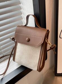 防水、輕盈、商務休閒迷你兩色頂部提把翻蓋方形包適合青少年女孩女大學生、菜鳥和白領，非常適合辦公室、大學、工作、商務、通勤、戶外、旅行、郊遊 - 彩色 - 查看 6