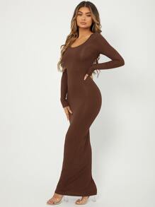 SHEIN SXY Solid Maxi Bodycon Dress