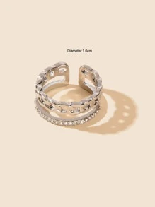 Rhinestone & Chain Design Cuff Toe Ring - Silver - View 3