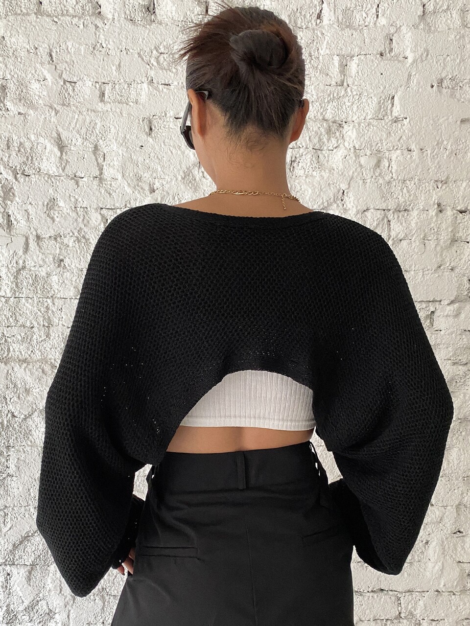 1pc Batwing Sleeve Shrug Sweater