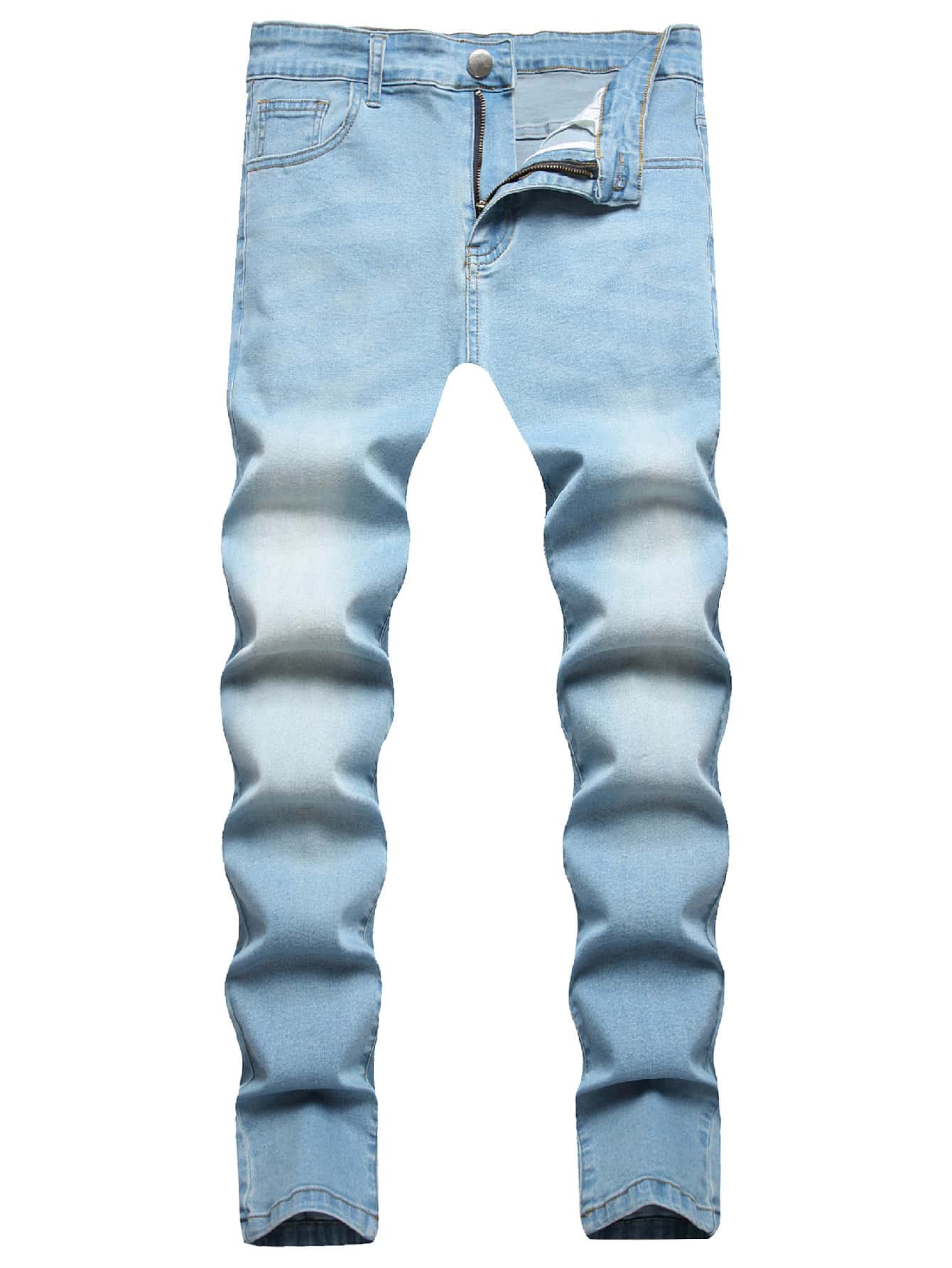 Manfinity Homme Quần Jeans Cargo Màu Xanh Nhạt Cotton Túi Xiên Cho Nam Quần Jeans Nhẹ, Dành Cho Chồng, Quà Tặng Bạn Trai - Rửa nhẹ - Xem 1