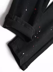 Manfinity Men Heart & Paint Drip Print Jeans - Black - View 3