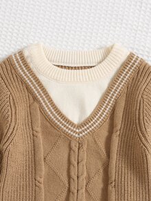 Baby Contrast Trim 2 In 1 Jumper & Knit Trousers - Khaki - View 4