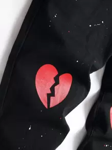 Manfinity Men Heart & Paint Drip Print Jeans - Black - View 7