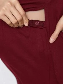 SHEIN Maternity Split Curved Hem Solid Top & Leggings Set - Rose Red - View 5