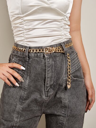 优雅西部简约链条腰带 - 旅行沙滩链，适合女士，万圣节、情人节、夏季、开学季、秋季等场合。