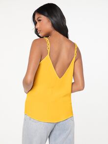 SHEIN LUNE Guipure Lace Trim Cami Top - Yellow - View 2