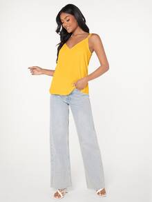 SHEIN LUNE Guipure Lace Trim Cami Top - Yellow - View 3
