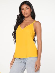 SHEIN LUNE Guipure Lace Trim Cami Top - Yellow - View 5