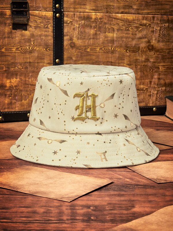HARRY POTTER X SHEIN Letter Embroidered Star Print Bucket Hat SHEIN EUR