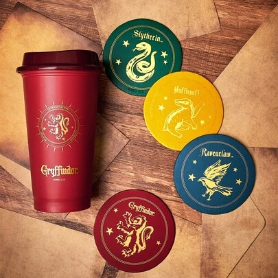 HARRY POTTER X SHEIN 4 Pcs/Set Animal Pattern PU Coaster,Desk Decor, Heat Insulation,Back To School