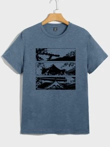 Manfinity VCAY Men Graphic Print Tee - Dusty Blue - View 1