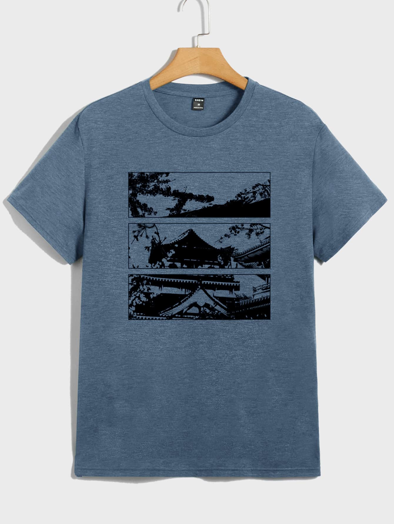 Manfinity VCAY Men Graphic Print Tee - Dusty Blue - View 1