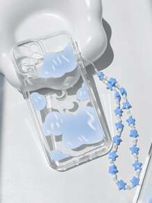 1pc Phone Case With Space Shell, Clouds And Stars Design And Lanyard, Compatible With Iphone, Compatible With Xiaomi, Compatible With Huawei, Compatible With Samsung (S2/S3), Transparent Protector,International Version, Not The Domestic Version - Blue - View 1