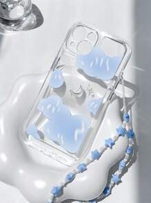 1pc Phone Case With Space Shell, Clouds And Stars Design And Lanyard, Compatible With Iphone, Compatible With Xiaomi, Compatible With Huawei, Compatible With Samsung (S2/S3), Transparent Protector,International Version, Not The Domestic Version - Blue - View 4