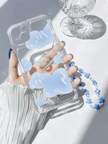 1pc Phone Case With Space Shell, Clouds And Stars Design And Lanyard, Compatible With Iphone, Compatible With Xiaomi, Compatible With Huawei, Compatible With Samsung (S2/S3), Transparent Protector,International Version, Not The Domestic Version - Blue - View 5