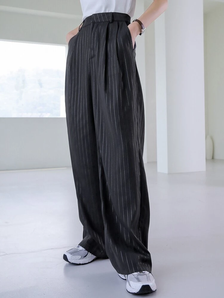 Striped Print Wide Leg Pants,Women Dress Pants,Teacher Pants