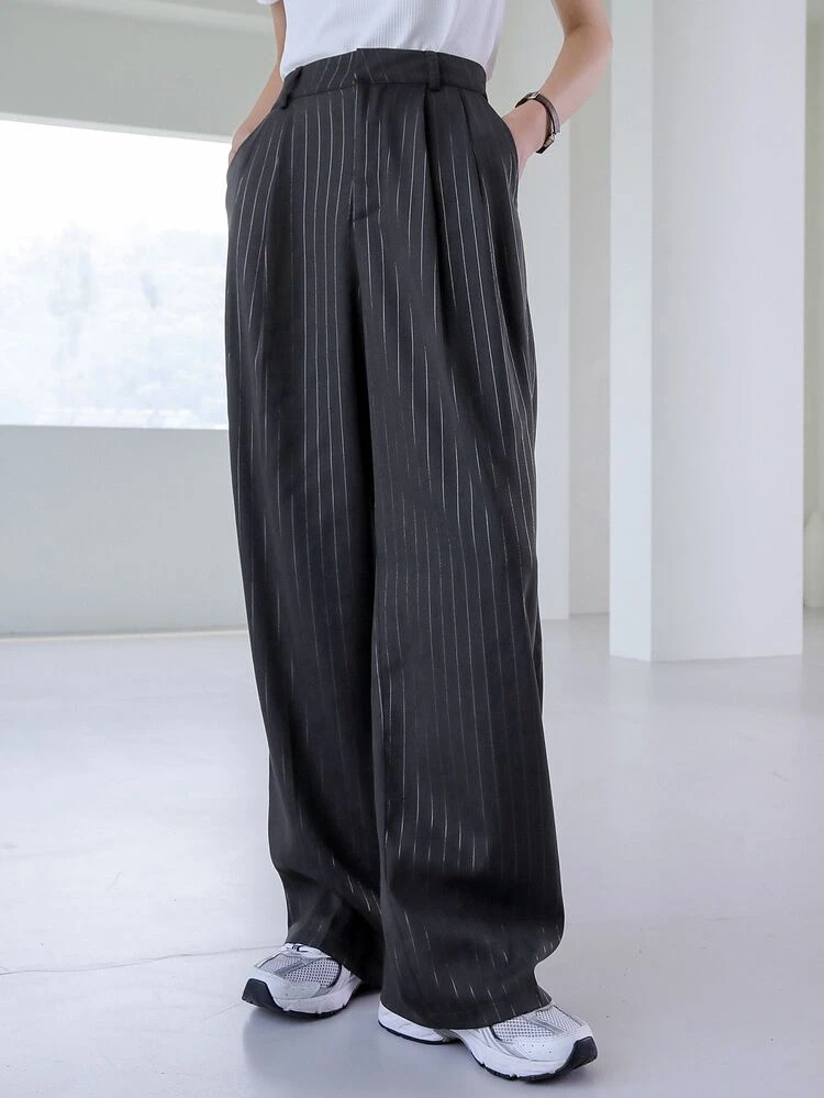 Striped Print Wide Leg Pants,Women Dress Pants,Teacher Pants