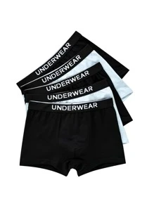 男孩5入組腰部字母條帶平角內褲 - 彩色 - 查看 3