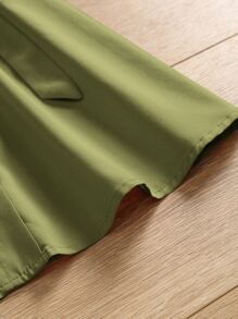 Niñas Vestido con cinturón ribete con fruncido - Verde militar - Ver 3