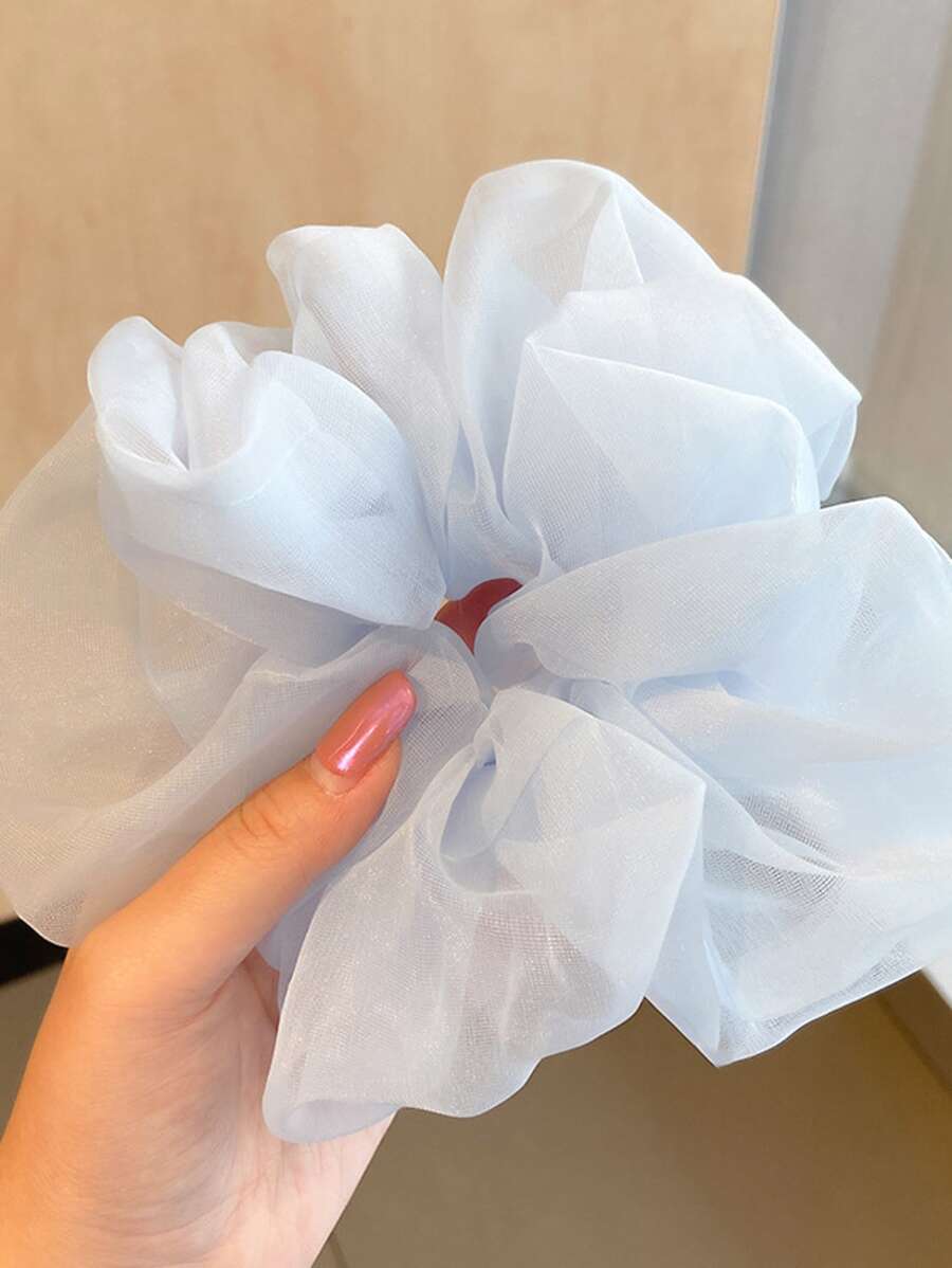 Scrunchie rắn tối giản - Màu xanh nhạt - Xem 1