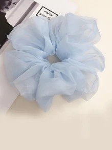Scrunchie rắn tối giản - Màu xanh nhạt - Xem 3