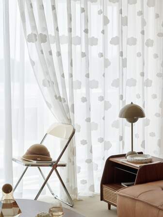 雲朵設計單片透視窗簾