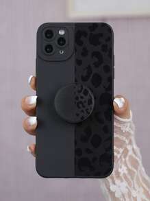 Leopard Phone Case With Stand-Out Phone Grip Compatible With iPhone15/15Plus/15Pro/15Promax - Black - View 1