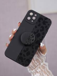 Leopard Phone Case With Stand-Out Phone Grip Compatible With iPhone15/15Plus/15Pro/15Promax - Black - View 6