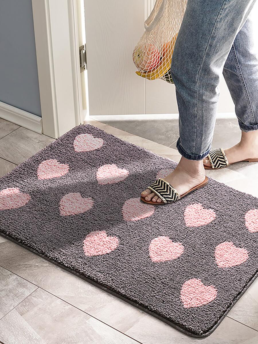1pc Heart Pattern Non-slip Door Mat - Multicolor - View 1