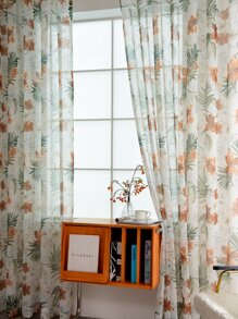 Cortina transparente panel única con patrón de flor - Multicolor - Ver 6