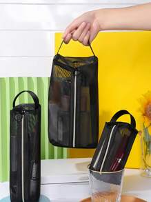 3入組網紗方形化妝包套裝 - 黑色 - 查看 8