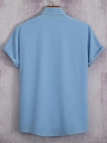 Manfinity Homme Men 1pc Solid Button Up Shirt - Baby Blue - View 2