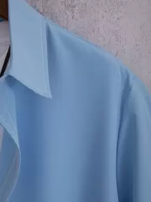 Manfinity Homme Men 1pc Solid Button Up Shirt - Baby Blue - View 5