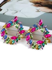 Rhinestone Decor Stud Earrings - Multicolor - View 2