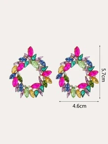 Rhinestone Decor Stud Earrings - Multicolor - View 3