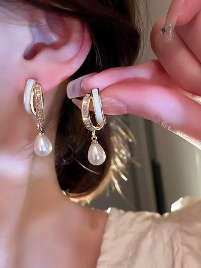 假珍珠裝飾吊墜耳環