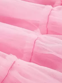 SHEIN MOD Ruffle Hem Mesh Tube Dress - Pink - View 4